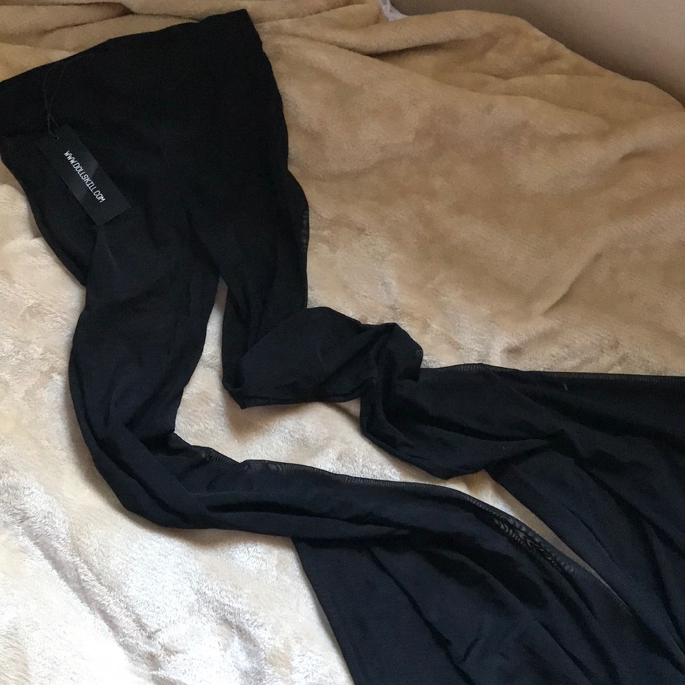 black mesh bell bottom flares